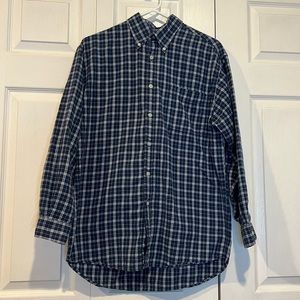 🍊 Structure Blue White and Yellow Plaid Cotton Button Down Shirt - Small